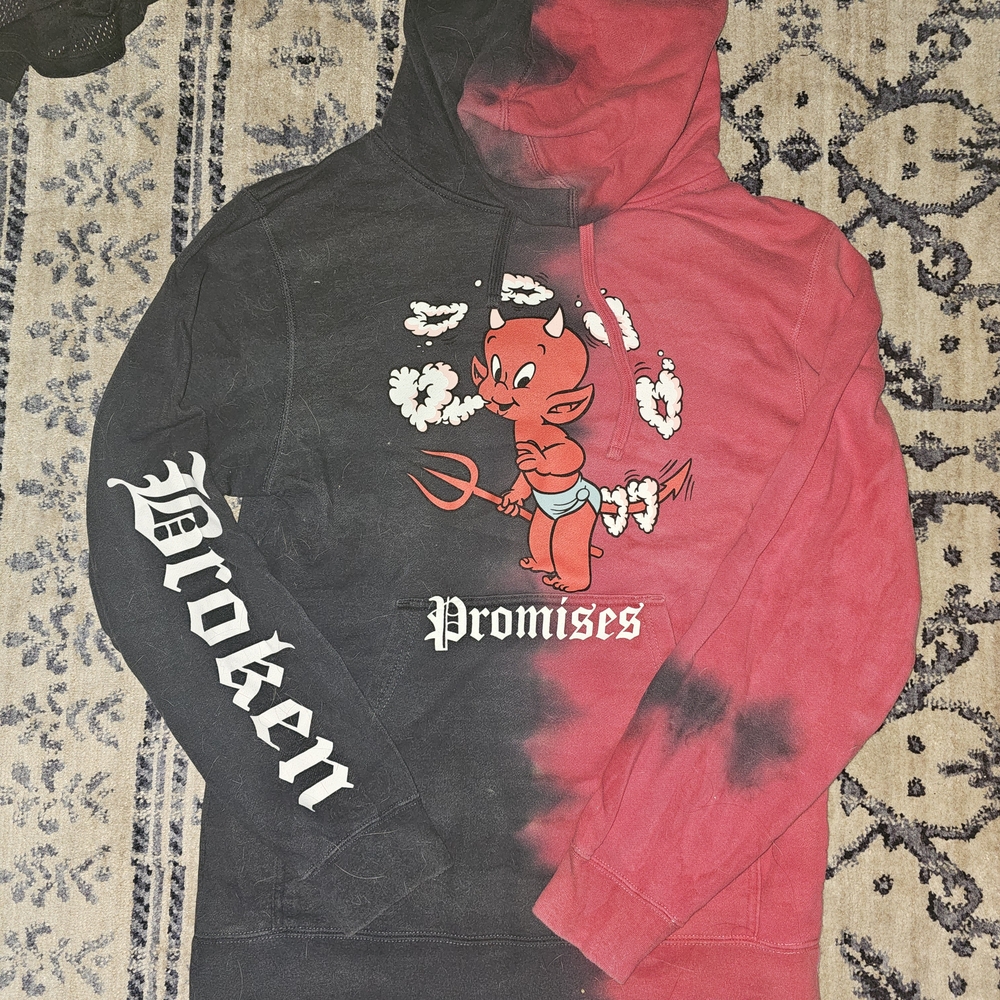 Broken Promises Red and Black Graphic Hoodie